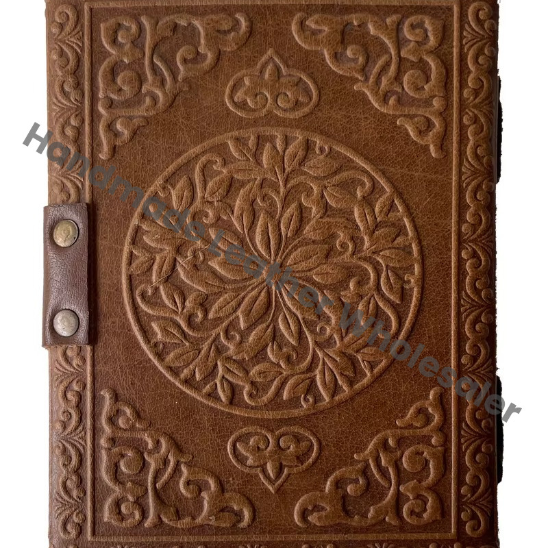 Celtic Triple Moon Leather Address Book Antique Soft Handmade Eco-friendly Paper Customized Logo Gift Blank Spell Book Shadows