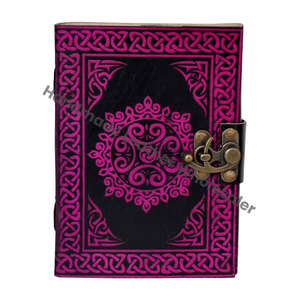 Celtic Vintage Notebook Leather Bound Journal with Shadows Spell Cotton Paper Thermal Binding Planner and Diary Book