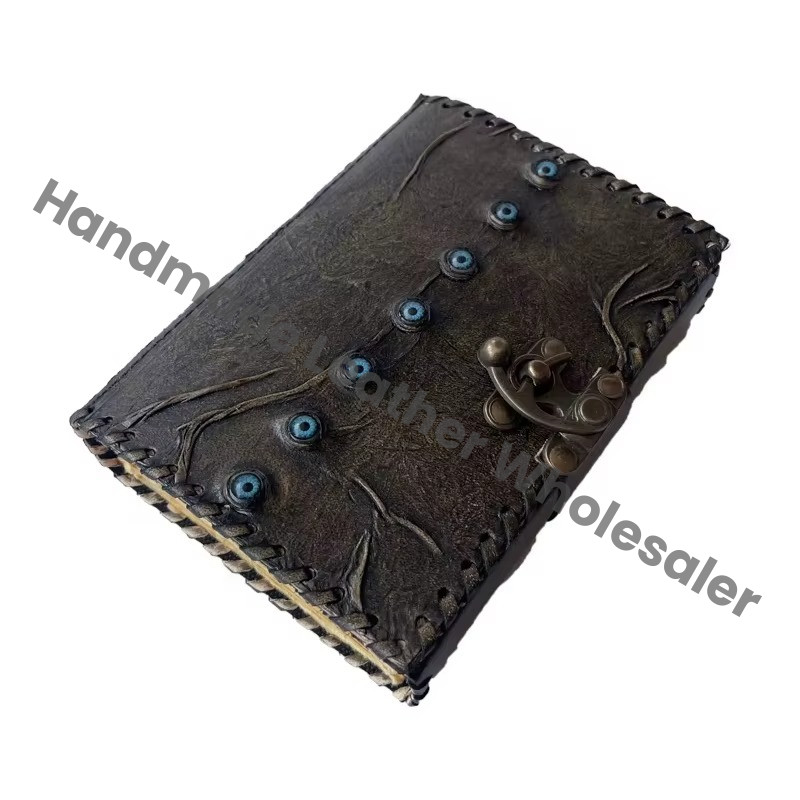 Chakra Leather Journal Antique Book of Eye Charmed Handmade Deckle Paper Charcoal Vintage Planner Sketchbook Seven Eye Journals