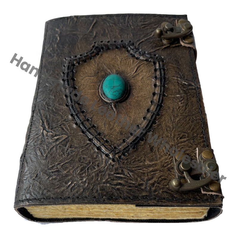 Charcoal Stone Leather Bound Hardcover Writing Journal Deckle Art Paper Embossed Notebook Diary Best Gift Men Women Scrapbook