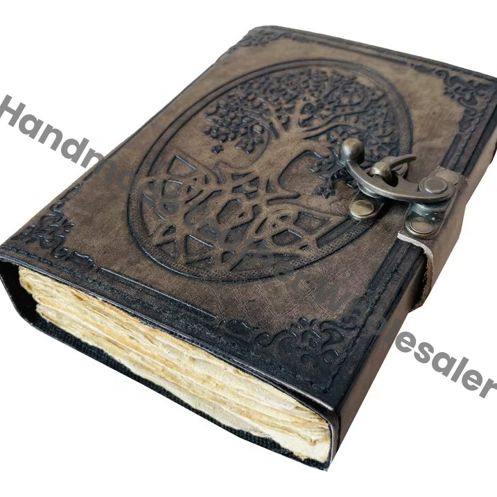 Charcoal Tree Vintage Antique Hand Embossed Diary Personal Organizer Tree of Life Travel Regular Leather Journal Handmade