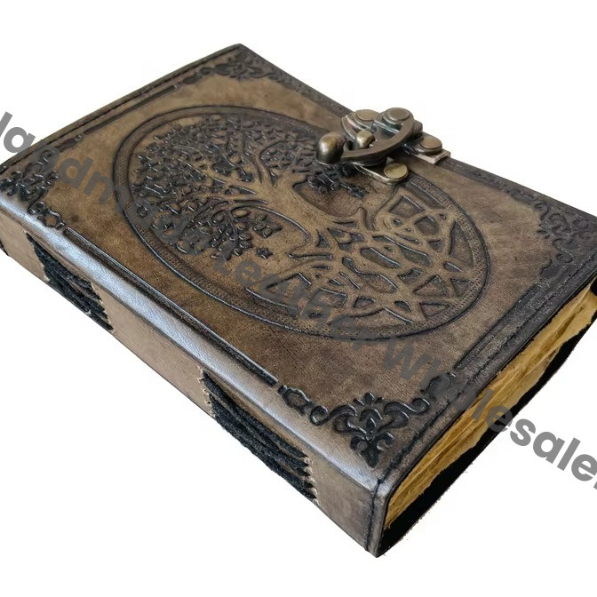Charcoal Tree Vintage Antique Hand Embossed Diary Personal Organizer Tree of Life Travel Regular Leather Journal Handmade