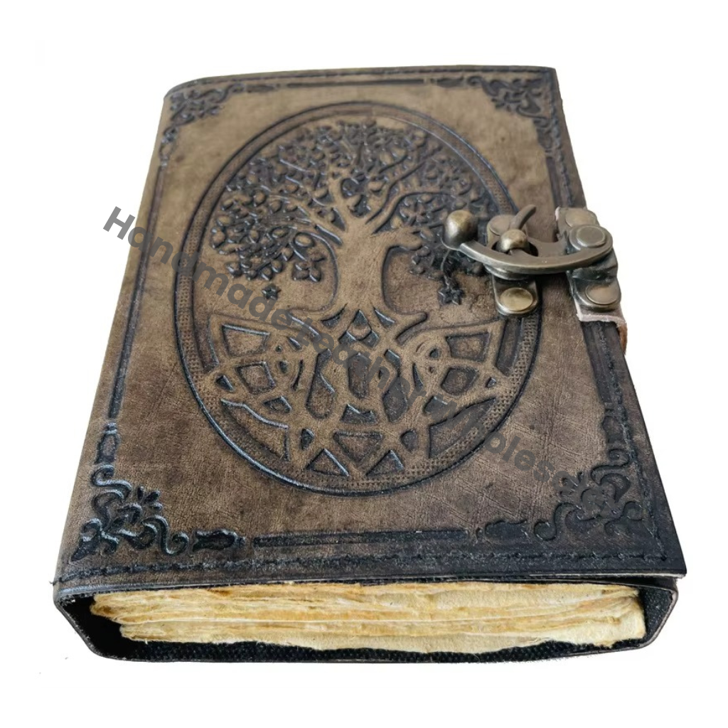 Charcoal Tree Vintage Antique Hand Embossed Diary Personal Organizer Tree of Life Travel Regular Leather Journal Handmade