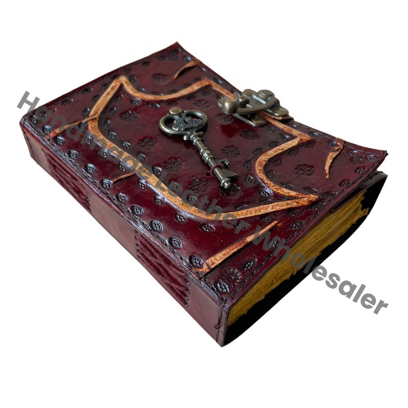 Charmed Spell Wiccan Journals Key Vintage Leather Journal Antique Handmade Deckle Edge Paper Brown Thermal Gift Custom Logo