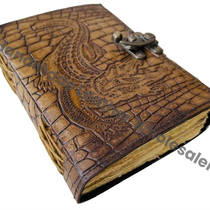 Crocodile Embossed Leather Journal Notebook Vintage Genuine Leather Travel Journals Writing A5 Blank Unlined
