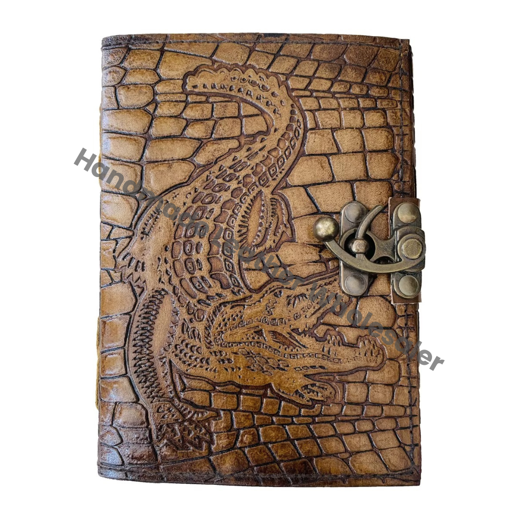 Crocodile Embossed Leather Journal Notebook Vintage Genuine Leather Travel Journals Writing A5 Blank Unlined