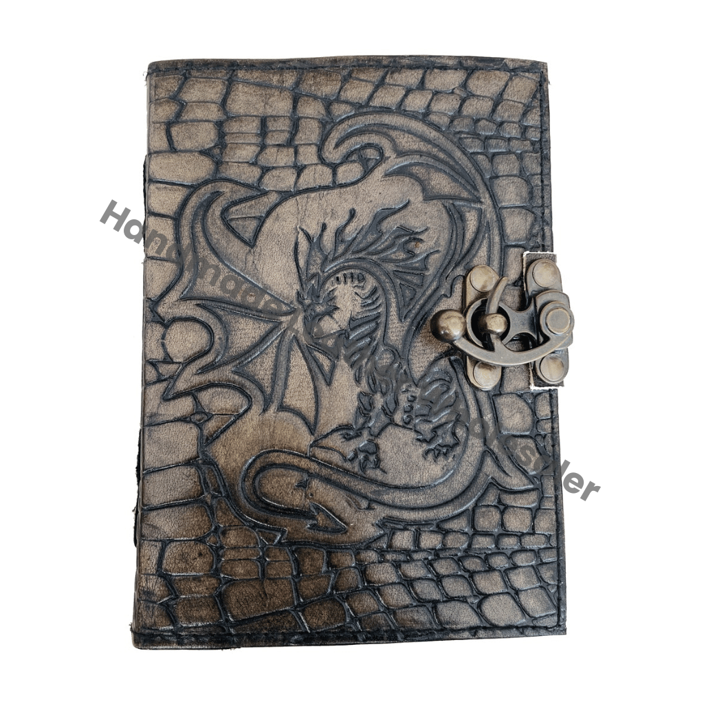 Crocodile Style Printed Journal for Deckle Old Pages Vintage Women Sketchbook Dragon Large Book of Shadows Blank Books