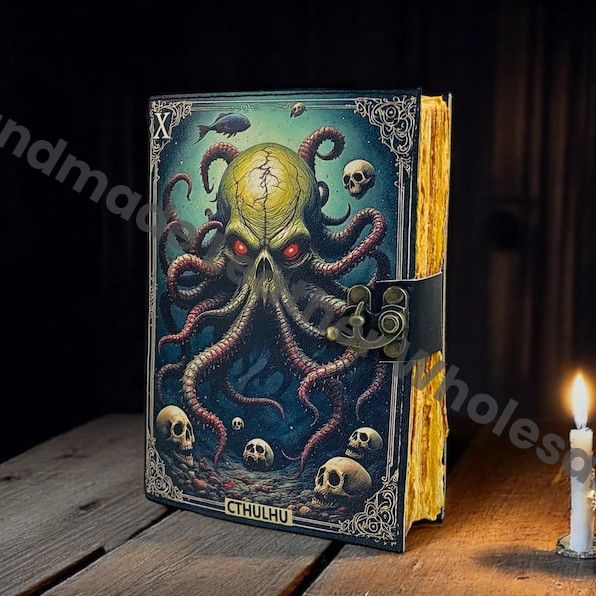 Cthulhu Leather Journal – Octopus Tentacle Grimoire, Gothic Horror