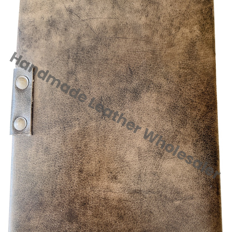 Custom Design Compass Notebook Antique Leather Journal Eco-Friendly Hardcover Box Packaging Charcoal Color Gift Deckle Paper