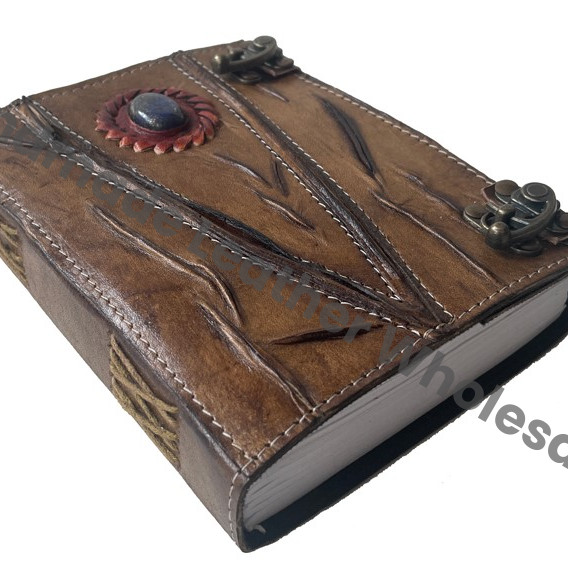 Custom Wholesale Bulk Vintage Hard Charcoal Leather Spiral Eco-friendly Cotton Paper Journal Handmade Sheets Self Care Gift