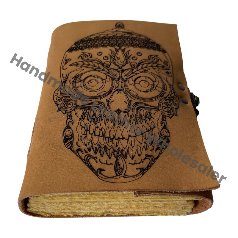 Day Dead Spell Blank Book Shadows Journal Lock Clasp Women Laser Cut Skull Vintage Handmade Diary Saddle Stitching Spiral