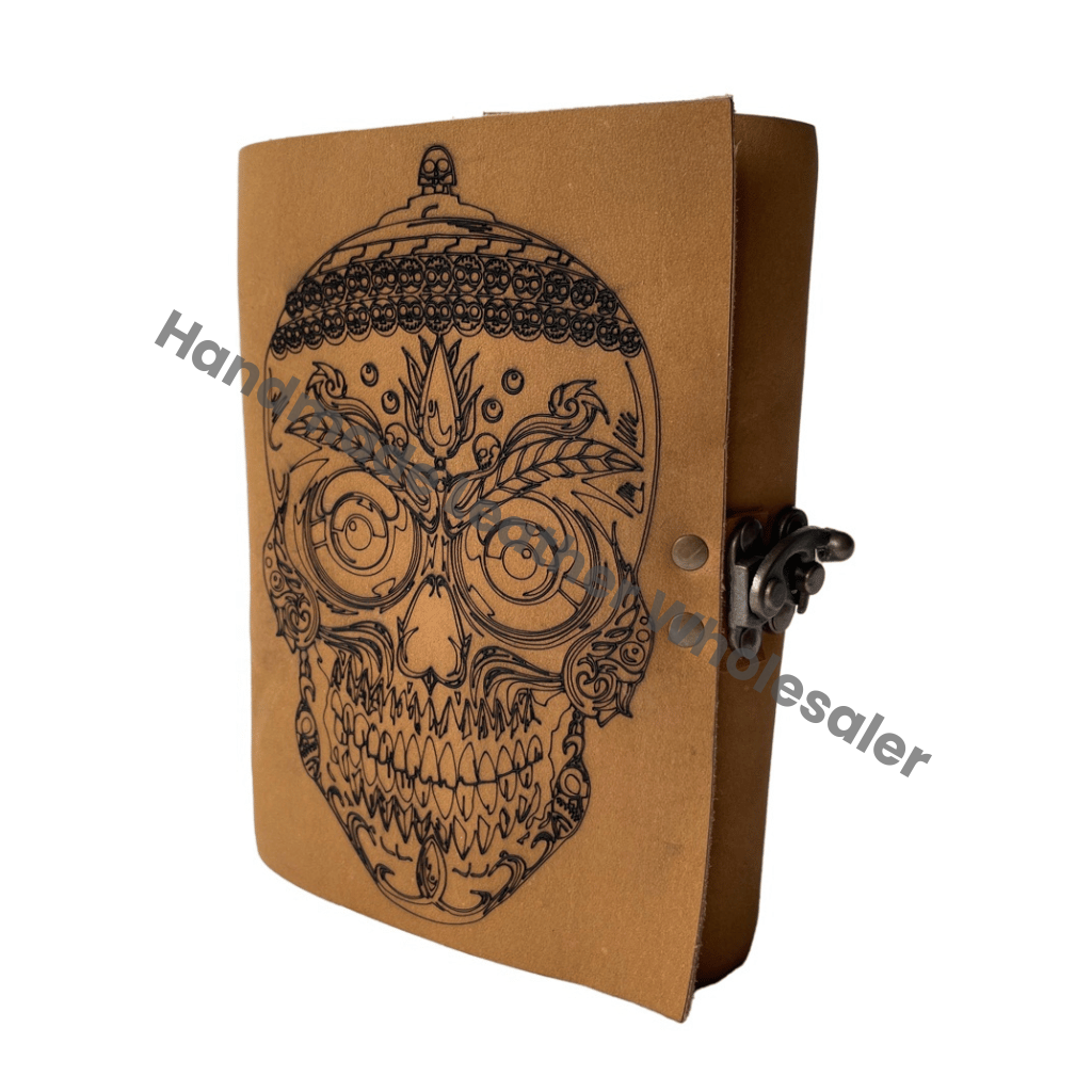 Day Dead Spell Blank Book Shadows Journal Lock Clasp Women Laser Cut Skull Vintage Handmade Diary Saddle Stitching Spiral