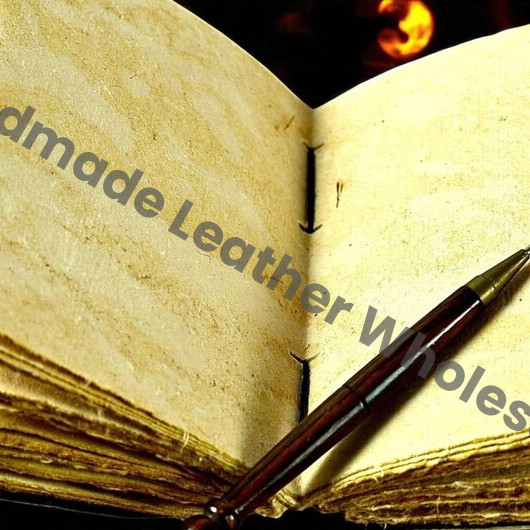 Deer Print Leather Journal: Handmade Book of Shadows, Grimoire with Deckle Edge Paper