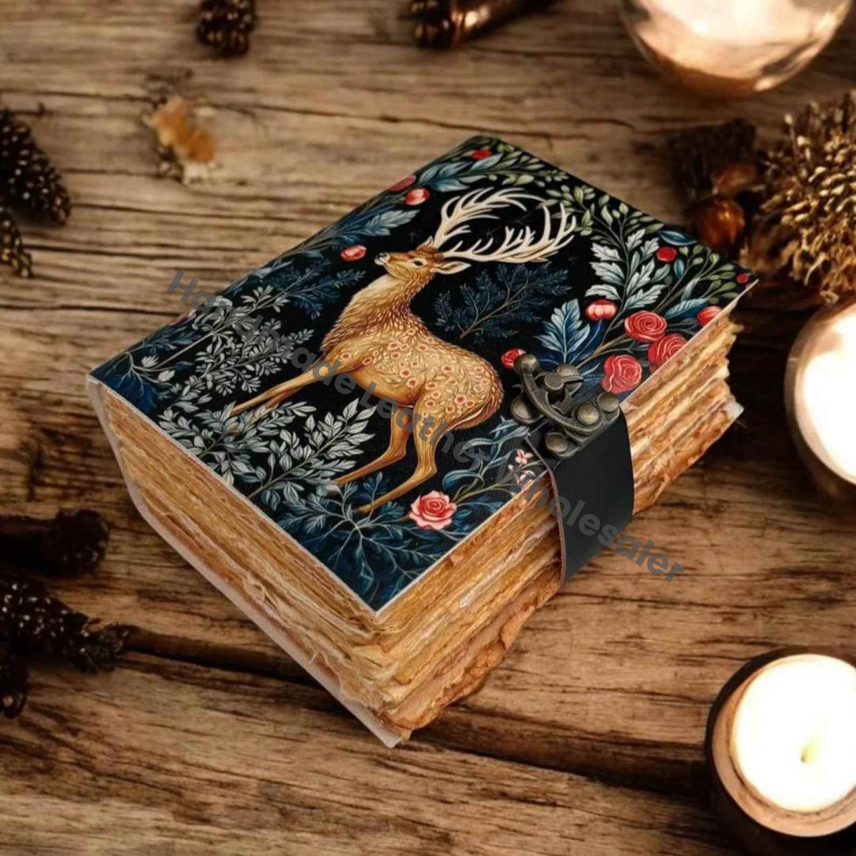 Deer Print Leather Journal: Handmade Book of Shadows Grimoire
