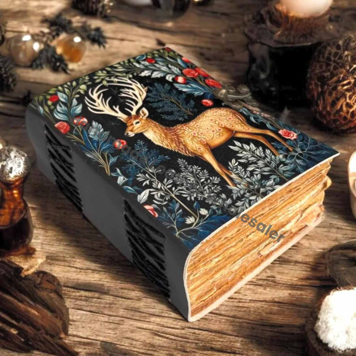 Deer Print Leather Journal: Handmade Book of Shadows Grimoire