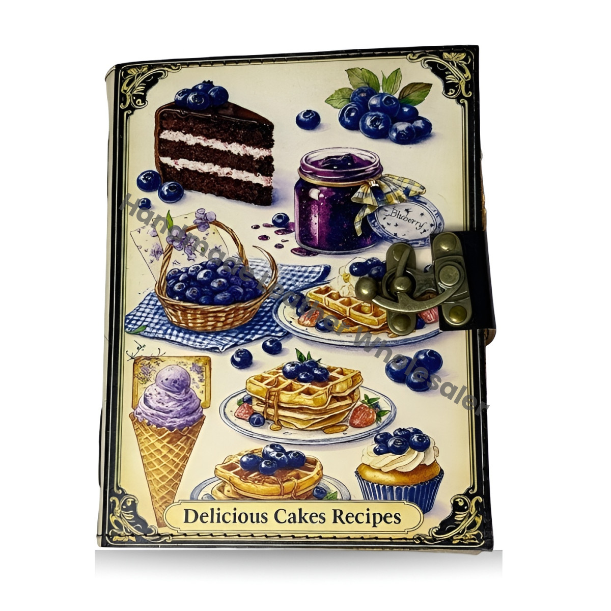 Delicious Cakes Recipe Journal – Handmade Leather Blank Cookbook, Dessert Lover Gift, Kitchen Notebook, Vintage Baking Journal