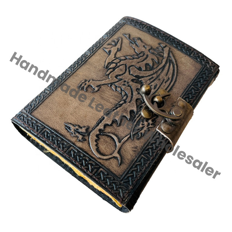 DND Dragon Leather Journal Non-Refillable Antique Medieval Personalized Notebook Planner Lined Vintage Pages Spiral Bound