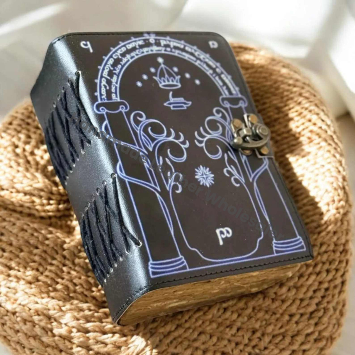 Doors of Durin Leather Notebook: Tolkien Lord of the Rings, Handmade Fantasy Journal