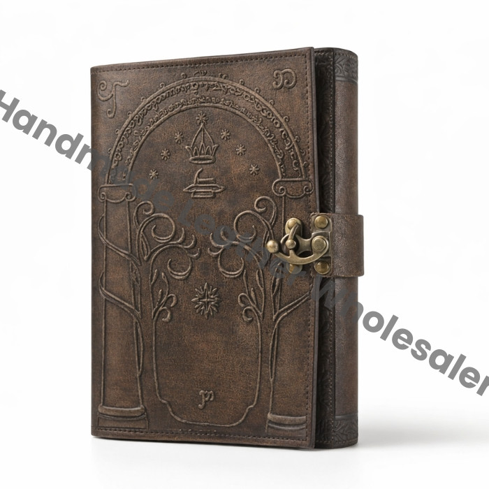 Doors of Durin Tolkien Lord of the Ring Embossed Leather Journal , Book Hobbit Jrr tolkien books lord of the rings Book of Shadows Notebook Grimoire Witchcraft Supplies Merchandise Bookends Gift For Men and Women