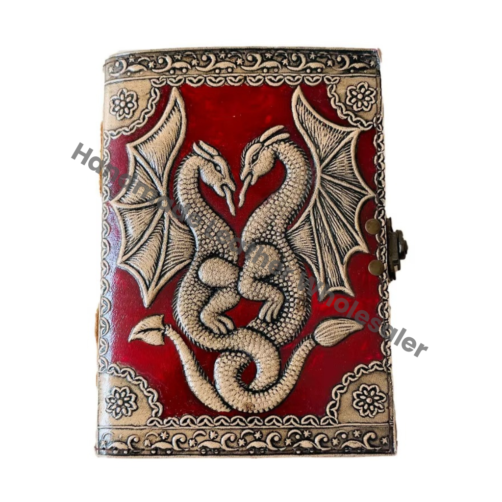 Double Dragon Book of Shadows Hardcover Wholesaler Notebooks DND Antique Vintage Spell Sketchbook Gift for Women Artist Planner