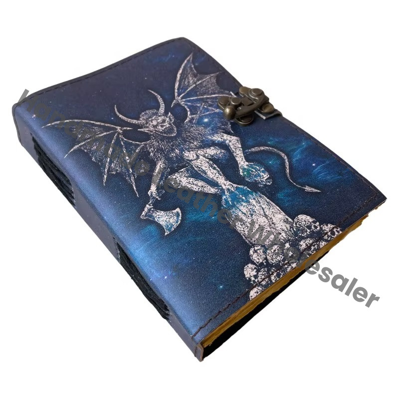 Dragon DND Handmade Leather Printed Journal Retro Collage Design Deckle Paper Eco-friendly Vintage Address Book Gift