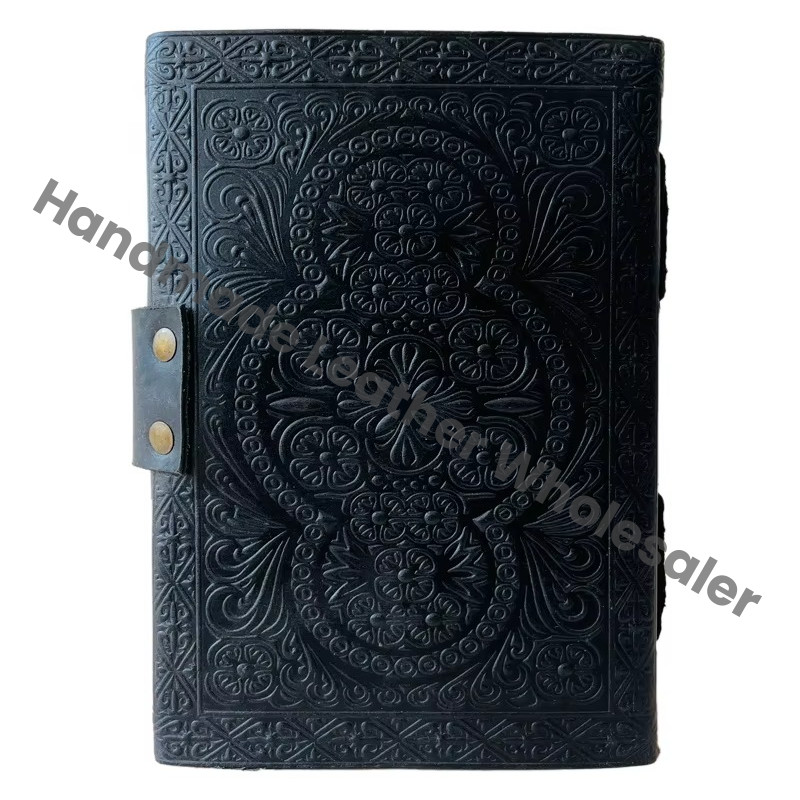 Dragon DND Vintage Leather Book of Spells Celtic Wiccan Journals for Writing Black Handmade Deckle Art Paper Planner Diary