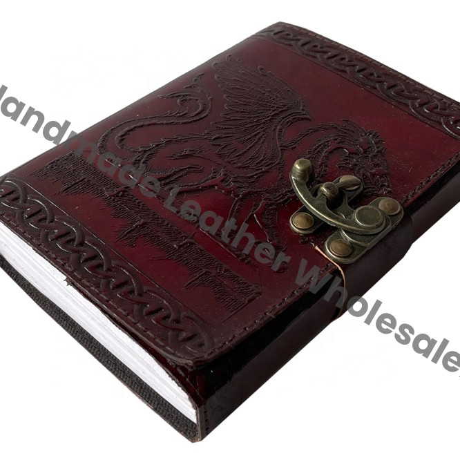 Dragon Embossed Leather Diary Hardcover Journal Gift Book Red Color Handmade Gratitude Journal Brown Leather Hardcover