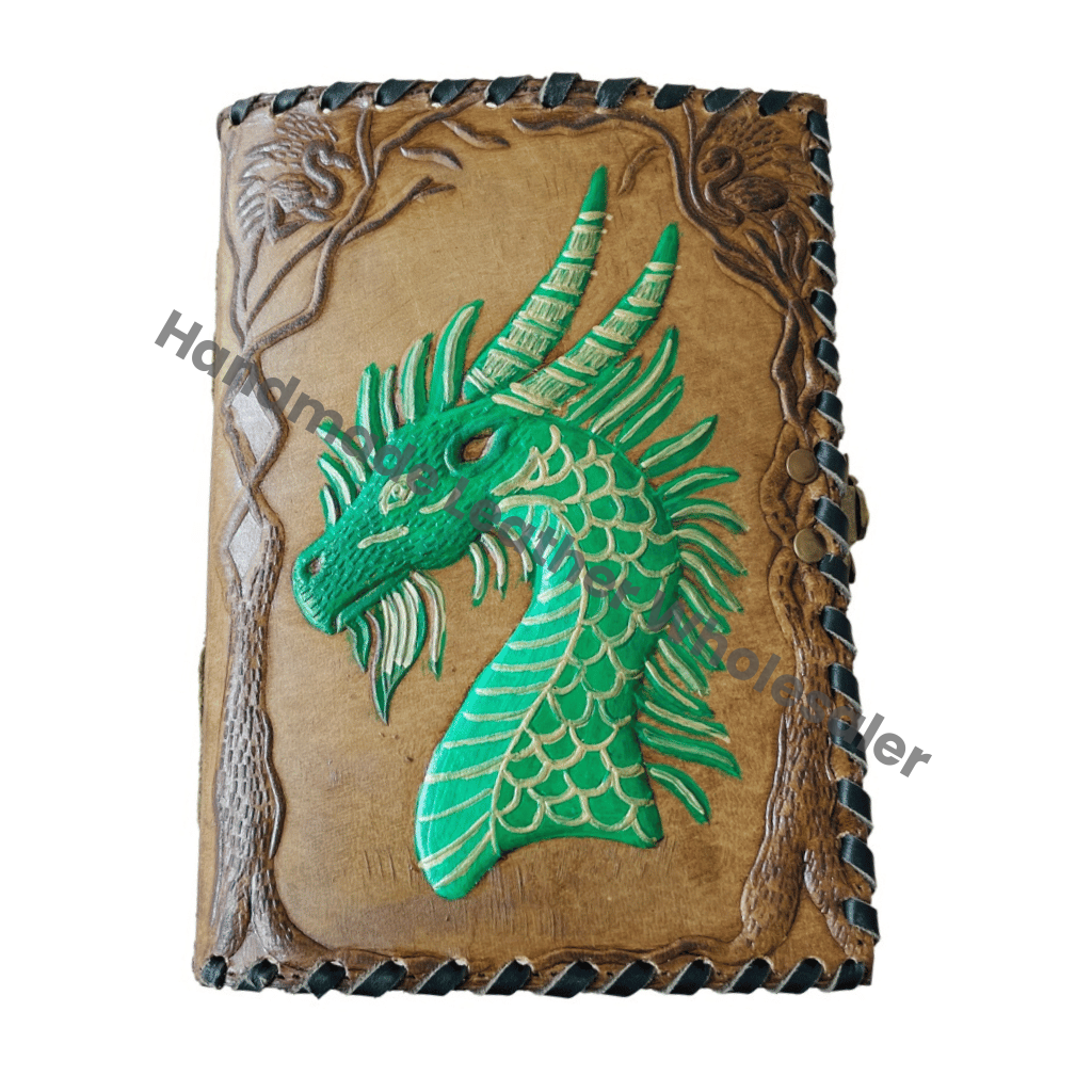 Dragon Journal Notebook Charcoal Diary for Men Women Vintage Handmade Leather Hardcover Spiral Binding Gift
