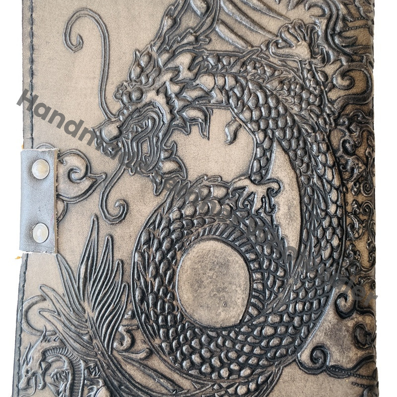 Dragon Leather Blank Grimoire Journal Book Shadows Spell Book Diary Notebook Sketchbook Artists Spiral Binding Gift Hardcover