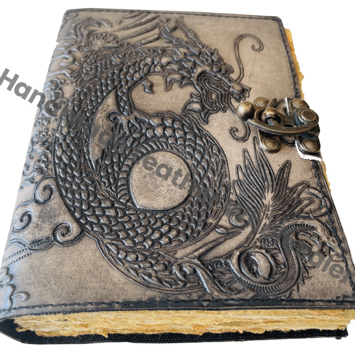 Dragon Leather Blank Grimoire Journal Book Shadows Spell Book Diary Notebook Sketchbook Artists Spiral Binding Gift Hardcover