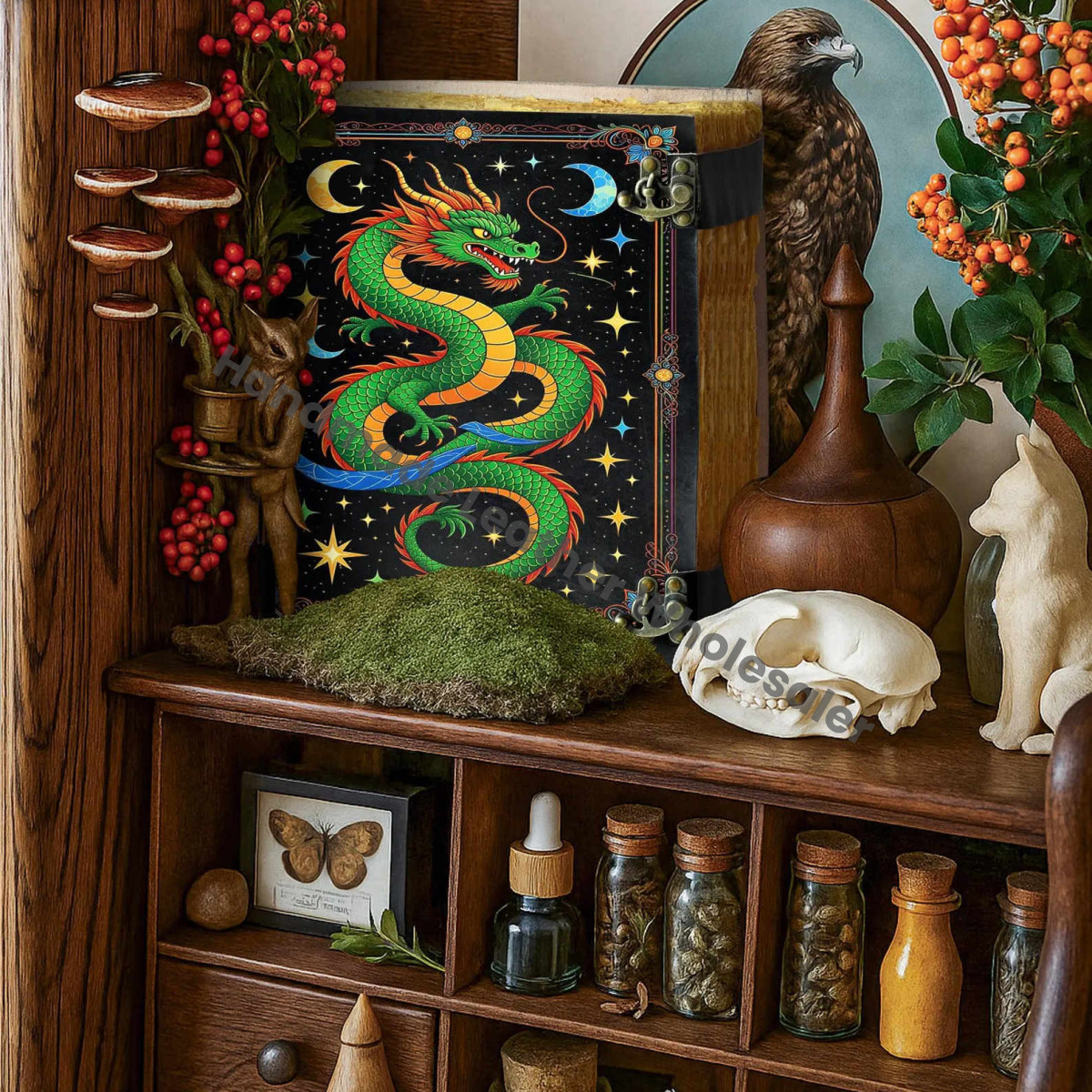 Dragon Leather Journal: Handmade Book of Shadows with Key Lock