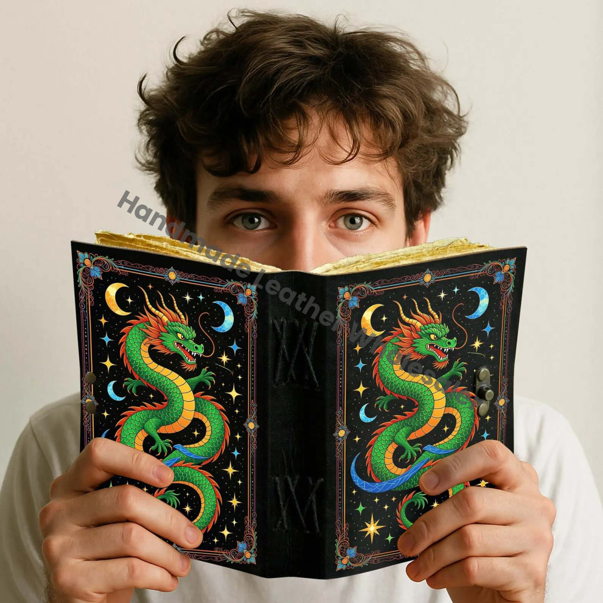 Dragon Leather Journal: Handmade Book of Shadows with Key Lock