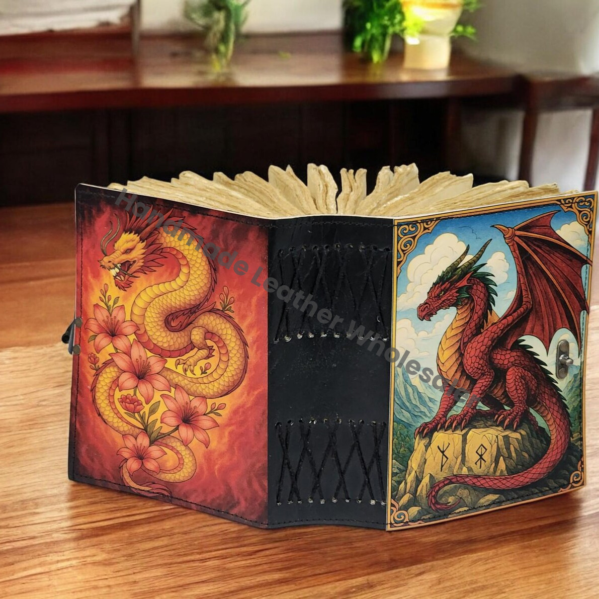 Dragon Leather Journal: Handmade Deckle Edge Book of Shadows