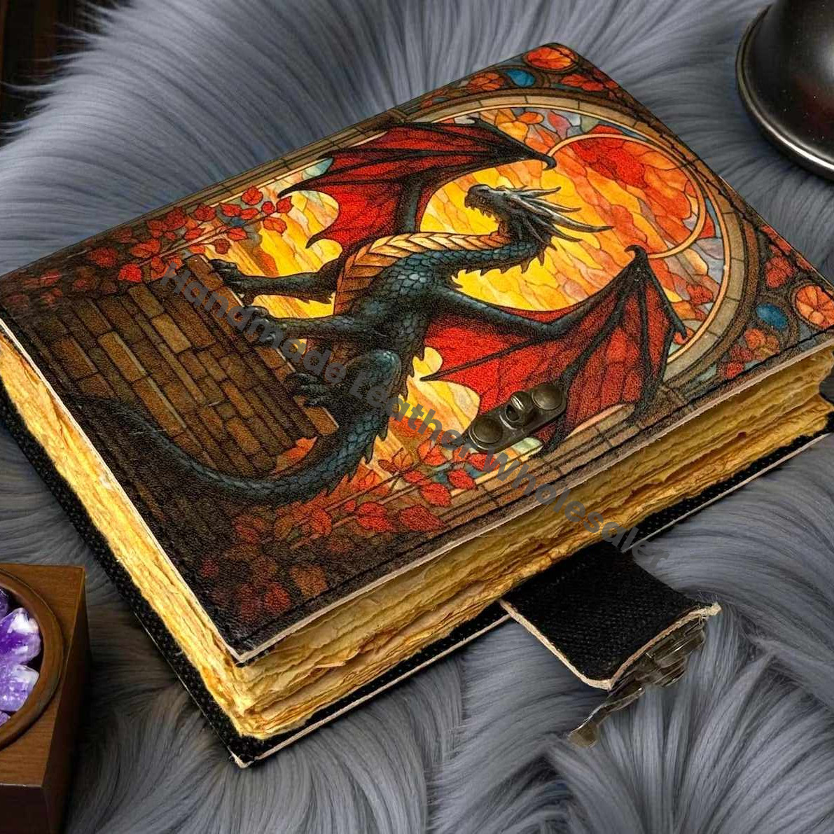 Dragon Leather Journal with Lock: Handmade Writing Notebook Handmade Book of Shadows, Large Book Spell book, Magic Diary Gift