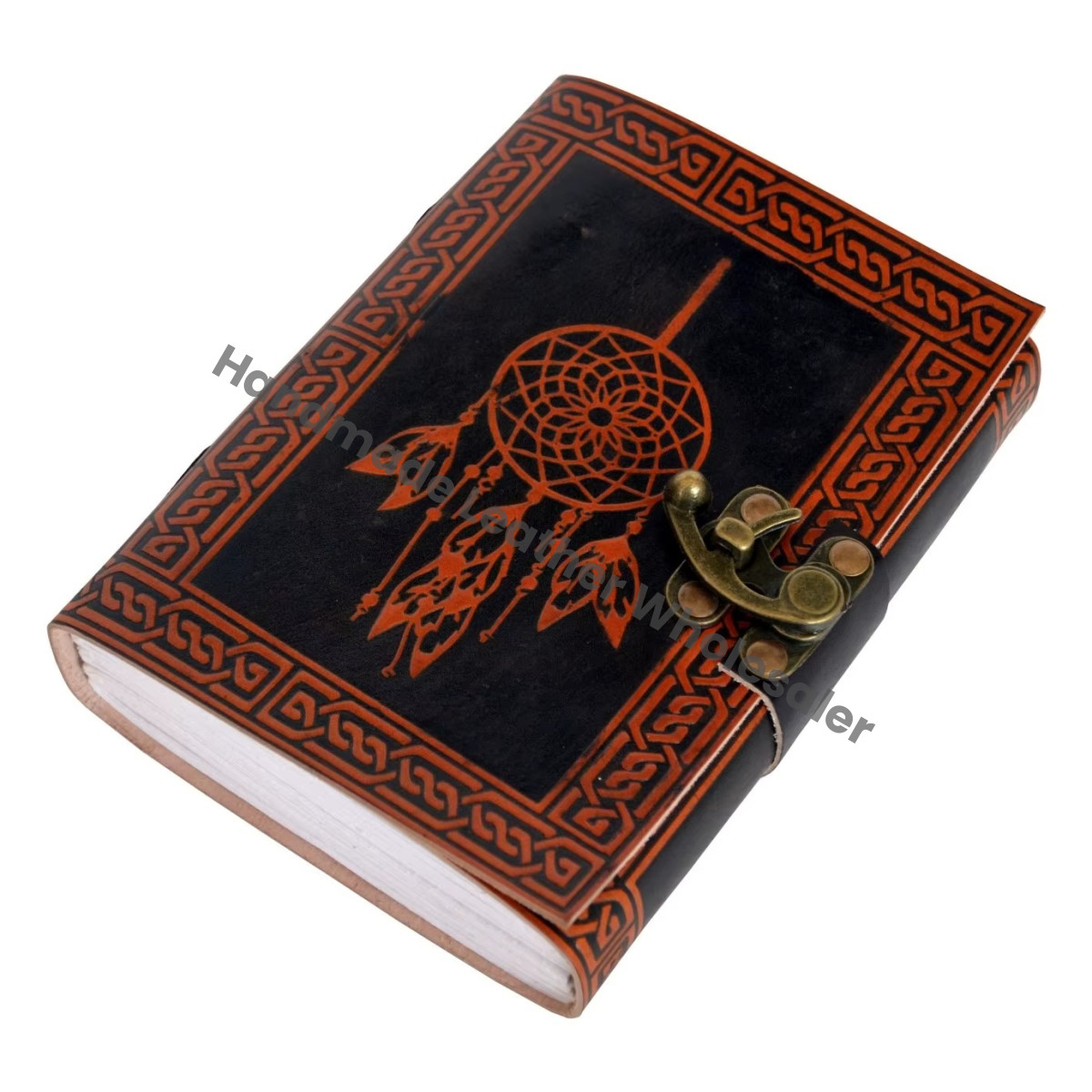 Dream Catcher Leather Journal Vintage Handmade Large Hardcover Thermal Gift Woman Writing Spell Sketchbook Supplies Diary