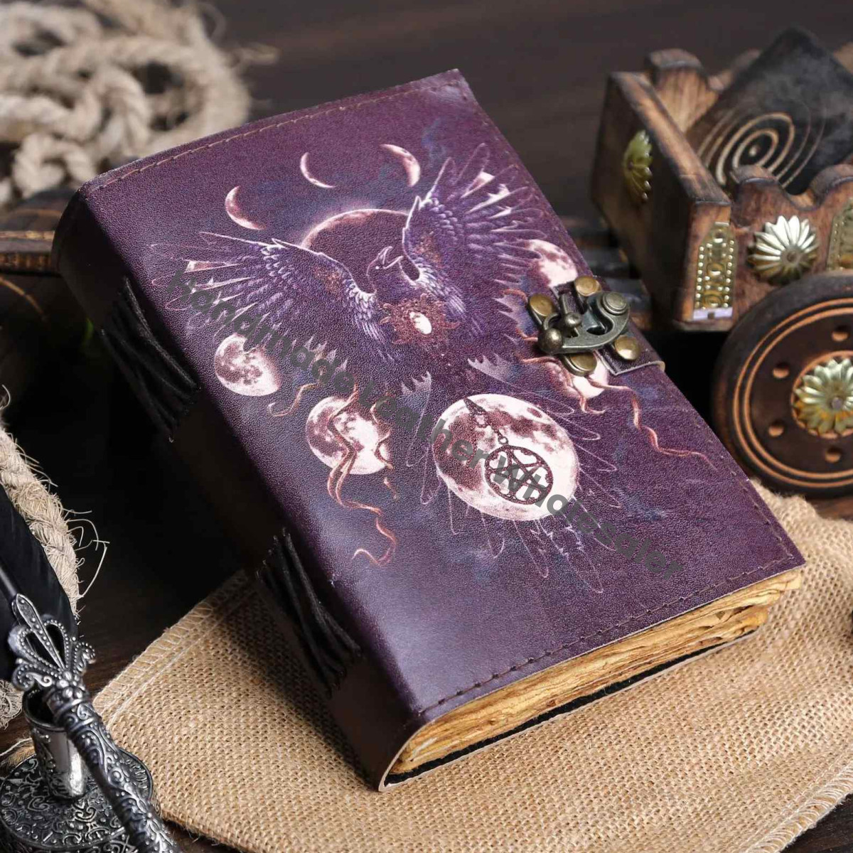 Eagle Goddess Leather Journal: Antique Vintage Paper Sketchbook