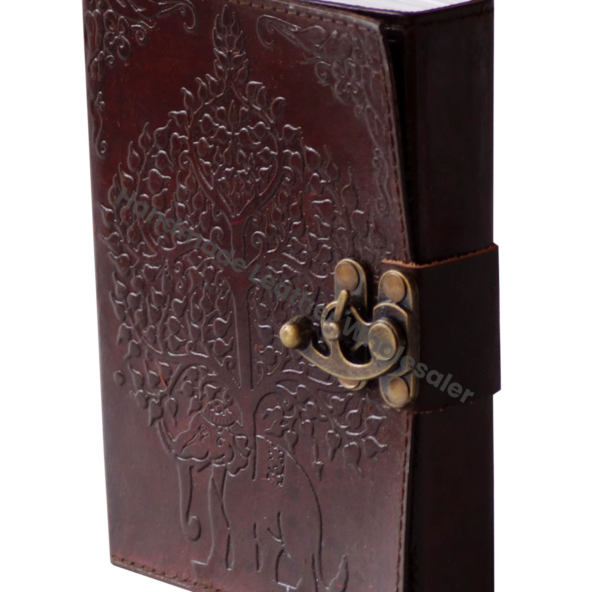 Elephant Tree Leather Embossed Hardcover Wiccan Planner Notebook Sketchbook Diary Recyclable Handmade Paper Custom