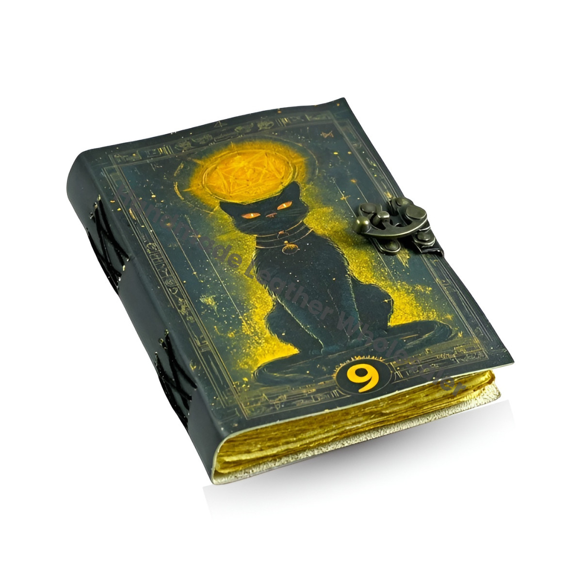 Embossed Cat Tarot Leather Journal: Witchy Grimoire, Pagan Spell Book