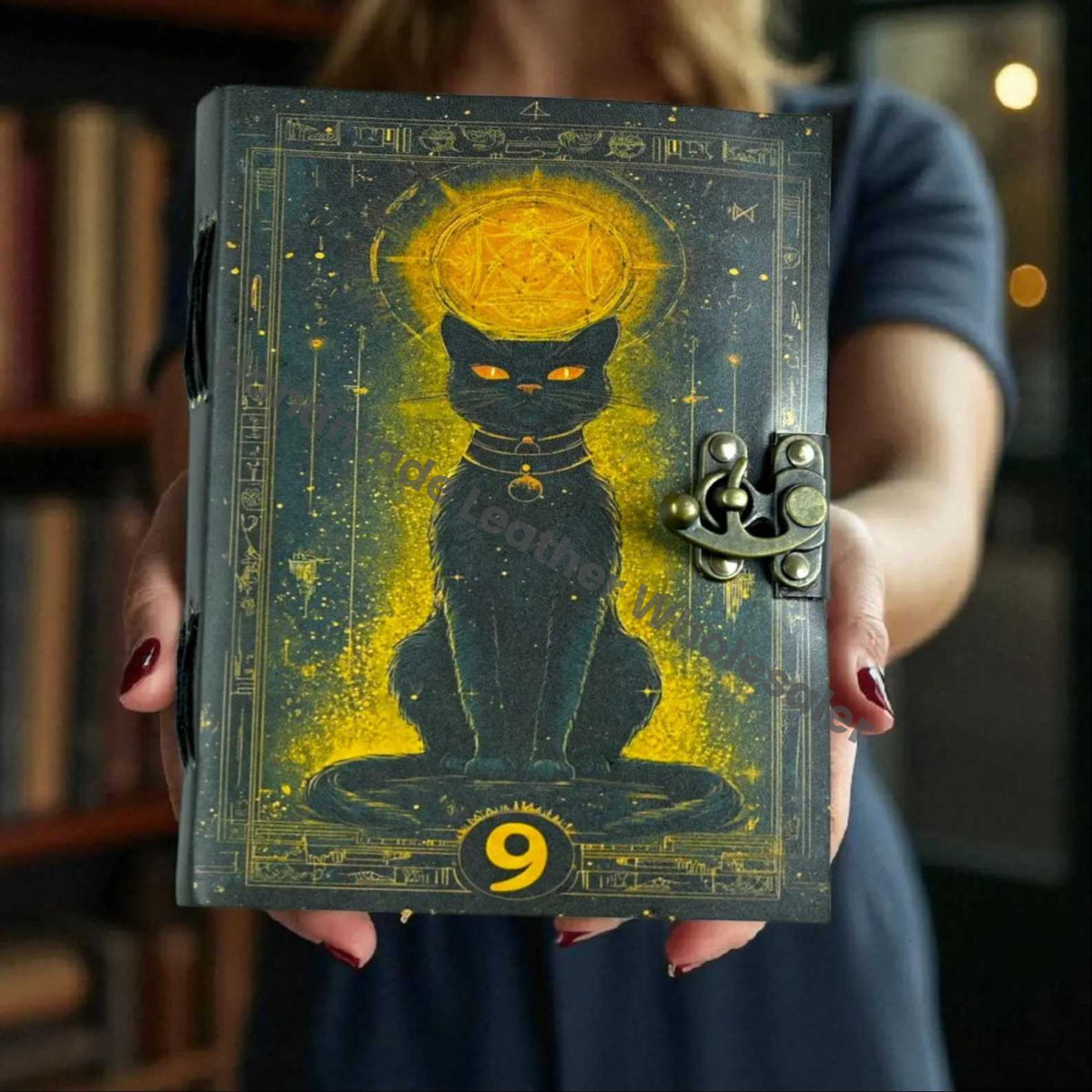 Embossed Cat Tarot Leather Journal: Witchy Grimoire, Pagan Spell Book
