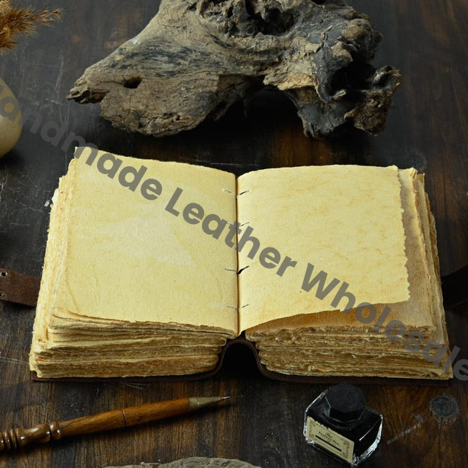 Embossed Garden Flower Leather Journal: Handmade Deckle Edge Grimoire