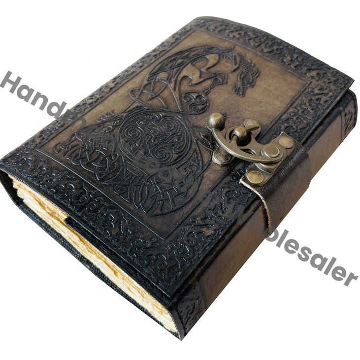 Embossed Handmade Book of Shadows Poetry Book Leather Journal Beautiful Collage Personal Organizer Notebook Spell Blank Wiccan