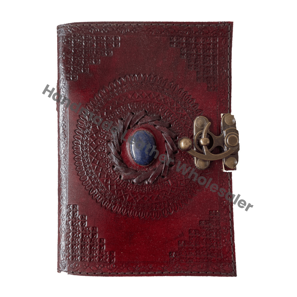 Embossed Leather Brown Stone Unlined Clasp Book Shadows Recyclable Handmade Paper C Lock Notebook Organizer Planner Gift Custom