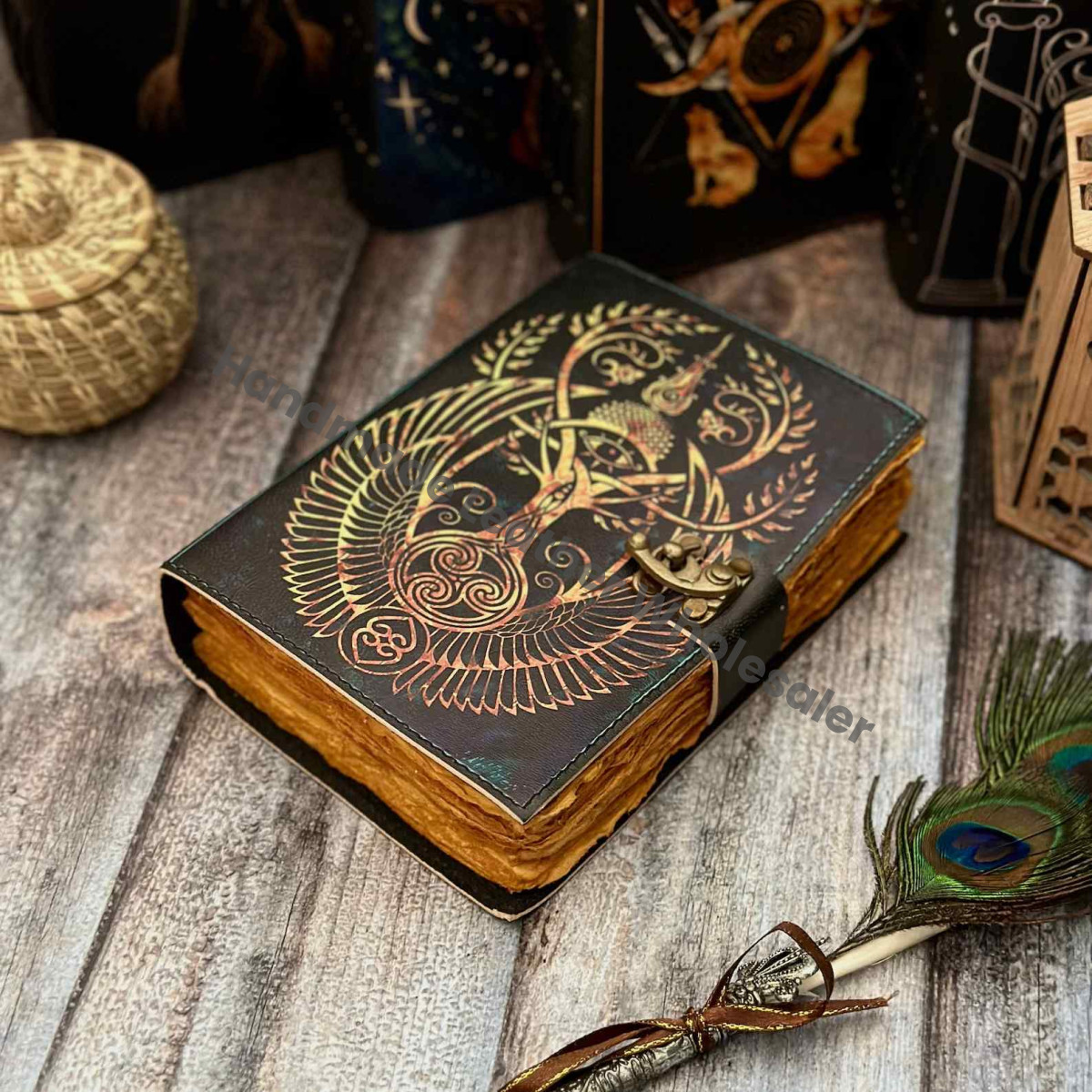 Embossed Leather Grimoire Journal: Blank Book of Shadows, Spellbook