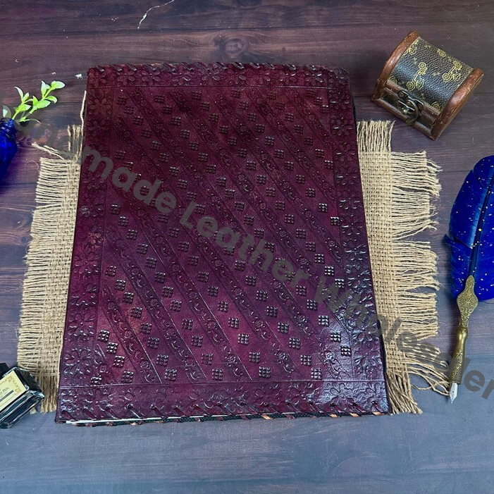 Embossed Leather Journal: Seven Stone Chakra Book of Shadows