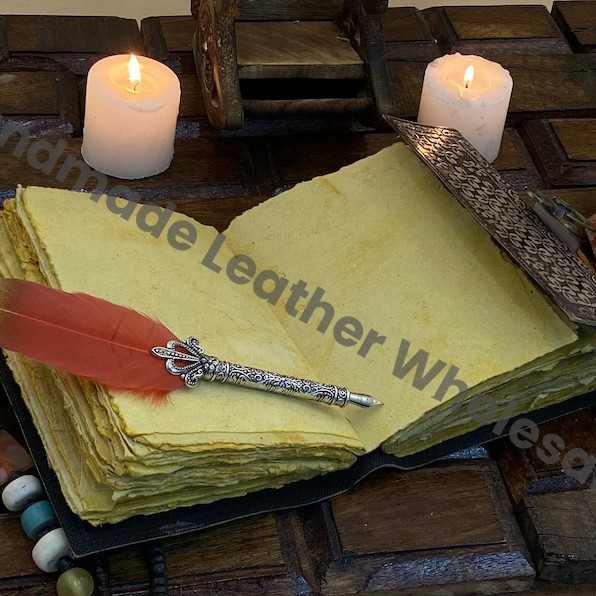 Embossed Leather Spell Book: Handmade Journal with Lock