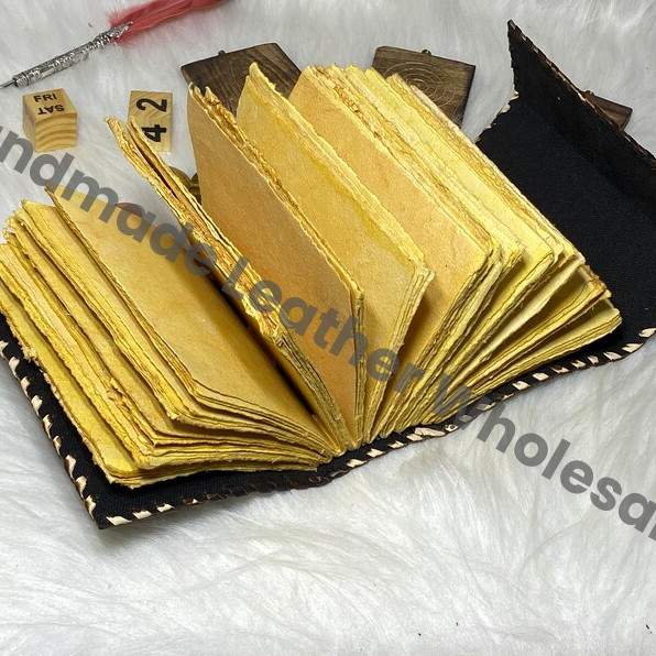 Embossed Wolf Leather Journal: Lapis Lazuli Stone, Antique Paper