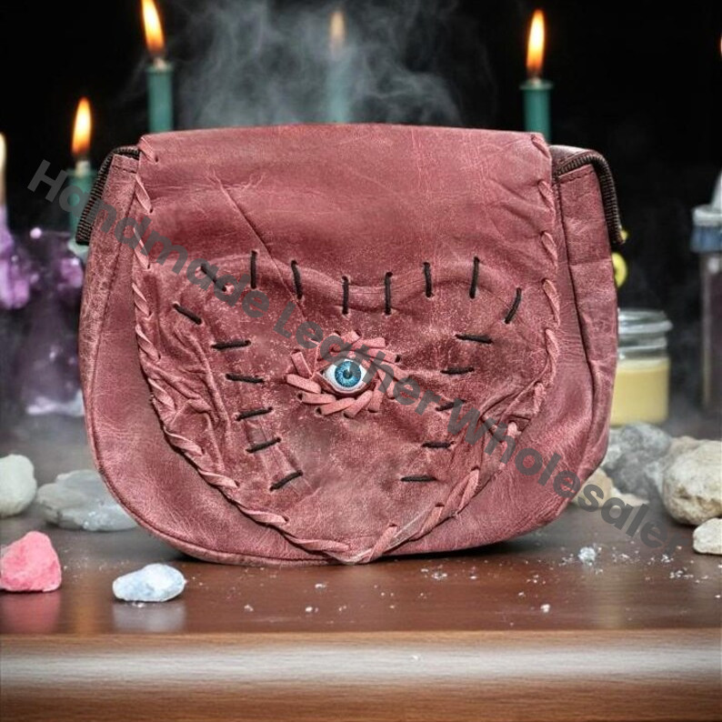Evil Eye Leather Crossbody Bag, Halloween Sling Purse