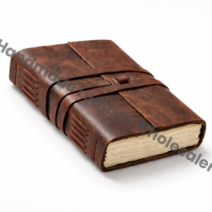 Extra Large Handmade Leather Journal - Vintage Bound Notebook - Grimoire, Writing Notebook, Rustic Deckle Edge Paper.