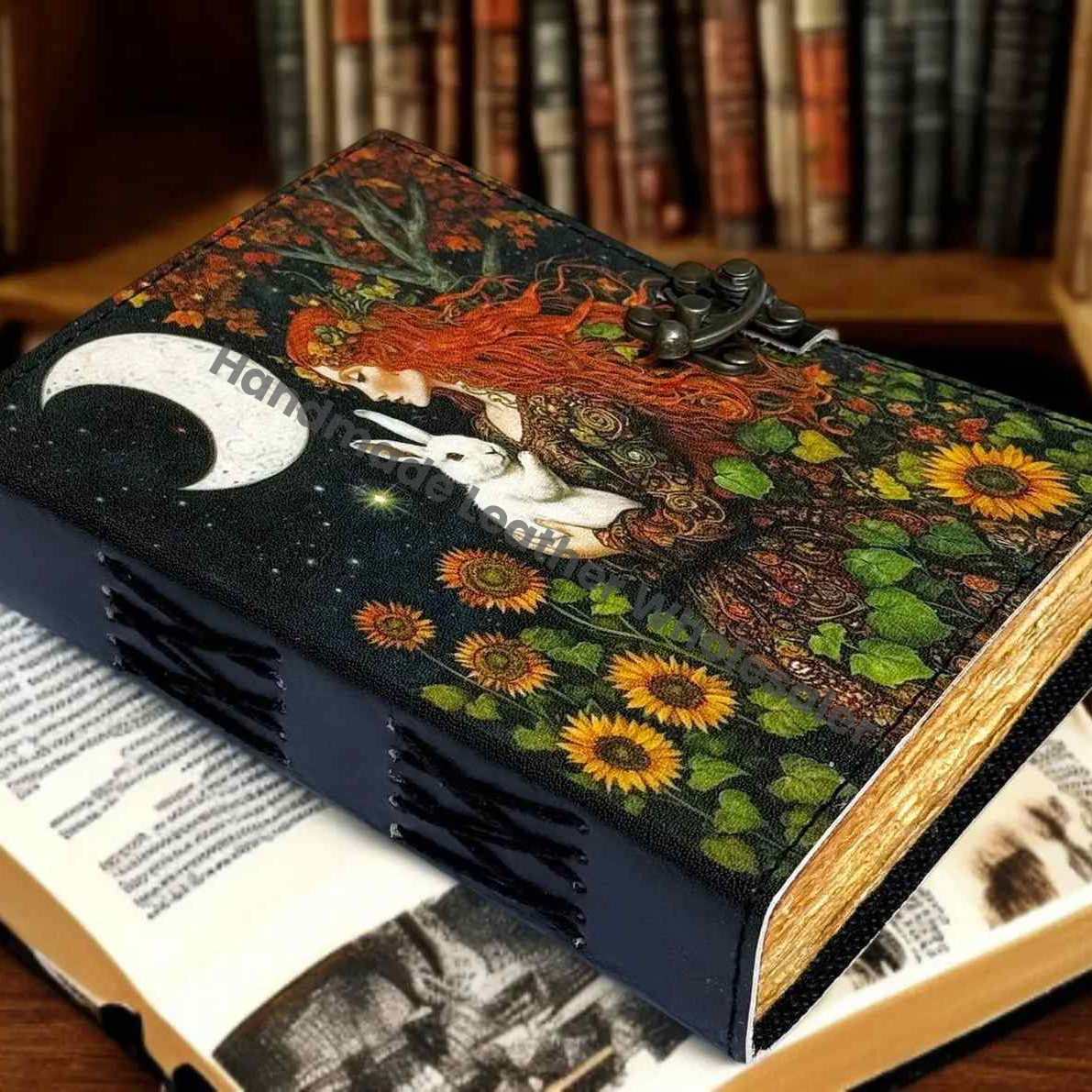 Fairy Leather Grimoire – Handmade Book of Shadows with Lock