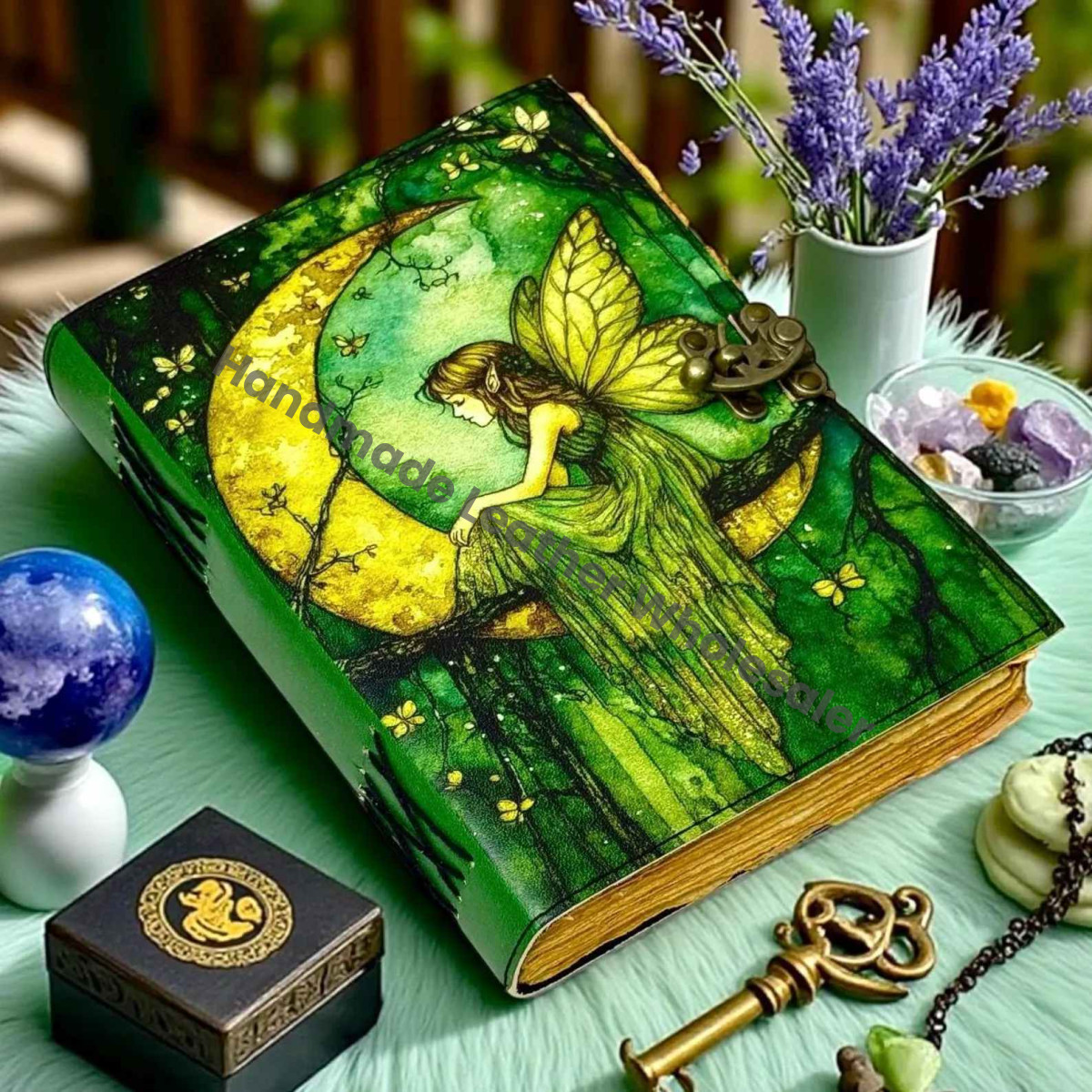 Fairy Leather Grimoire – Handmade Book of Shadows | Gothic Witchcraft Spell Journal